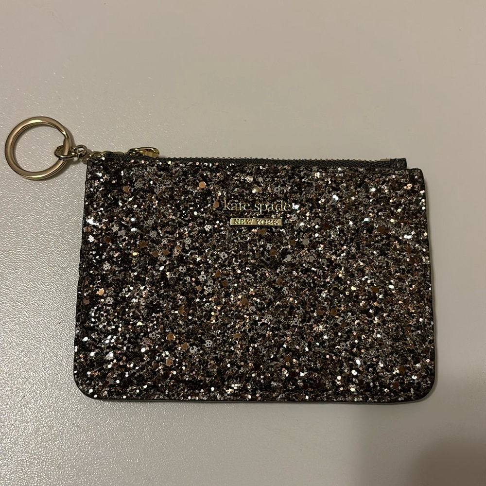 Kate Spade Laurel Way Small coin purse/ Wallet Glitter Gunmetal